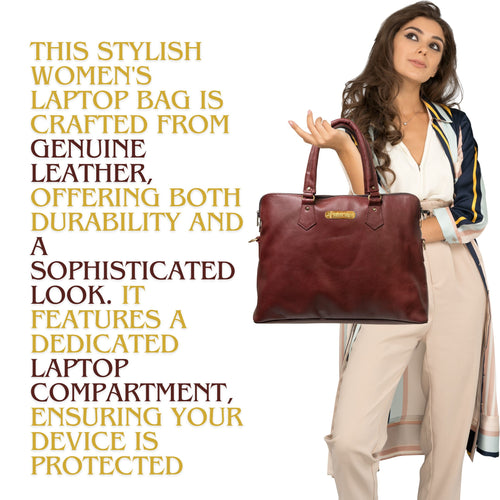 Cherry Red Laptop Handbag for Women – Office Use
