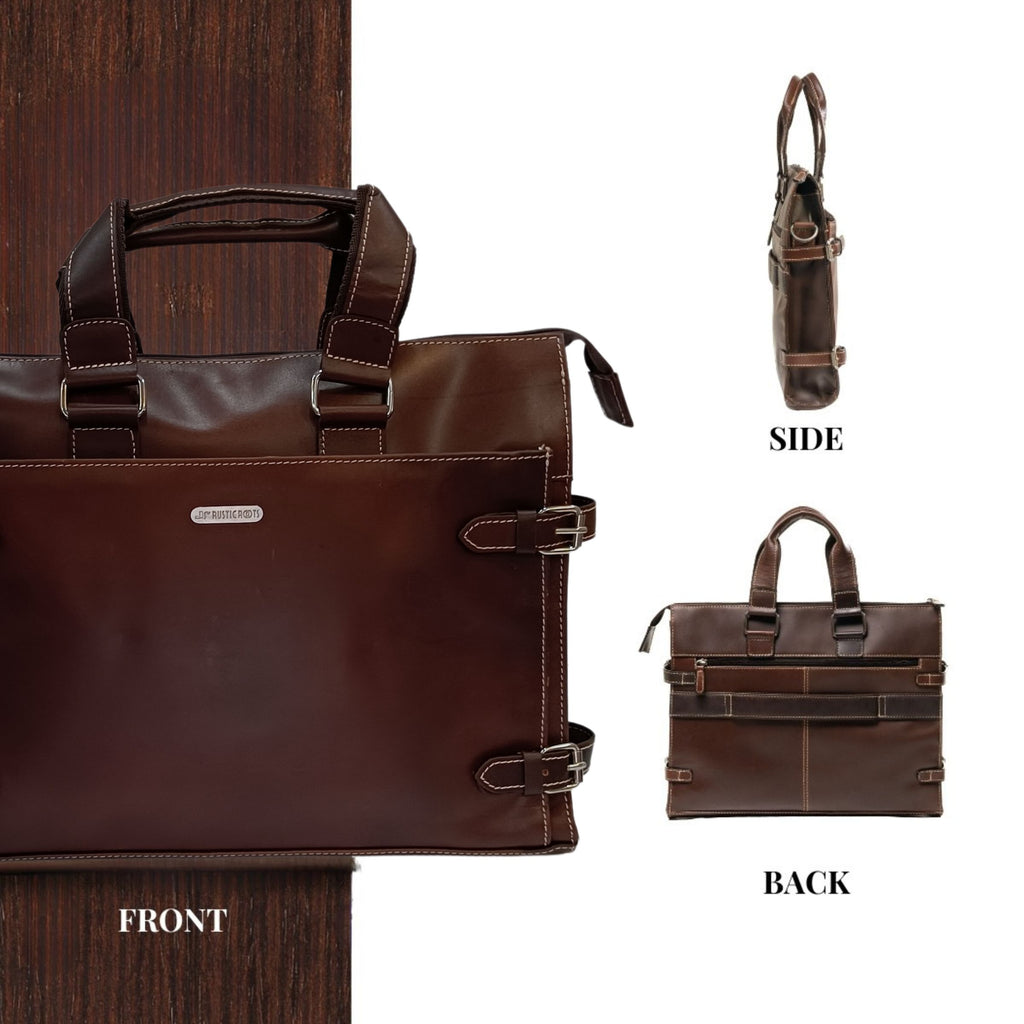 Stylish Leather Laptop Bag for Men – Dark Brown