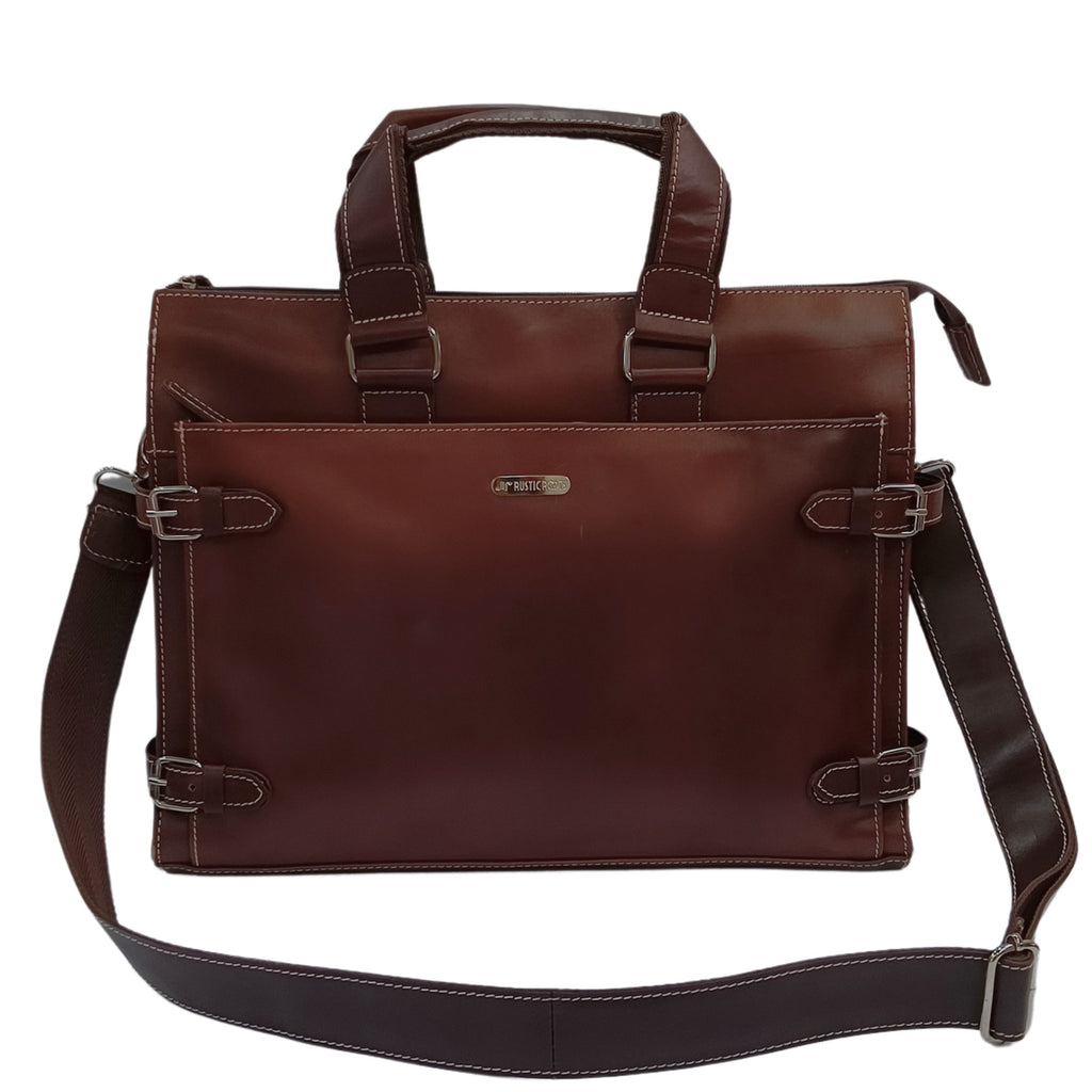 Stylish Leather Laptop Bag for Men – Dark Brown