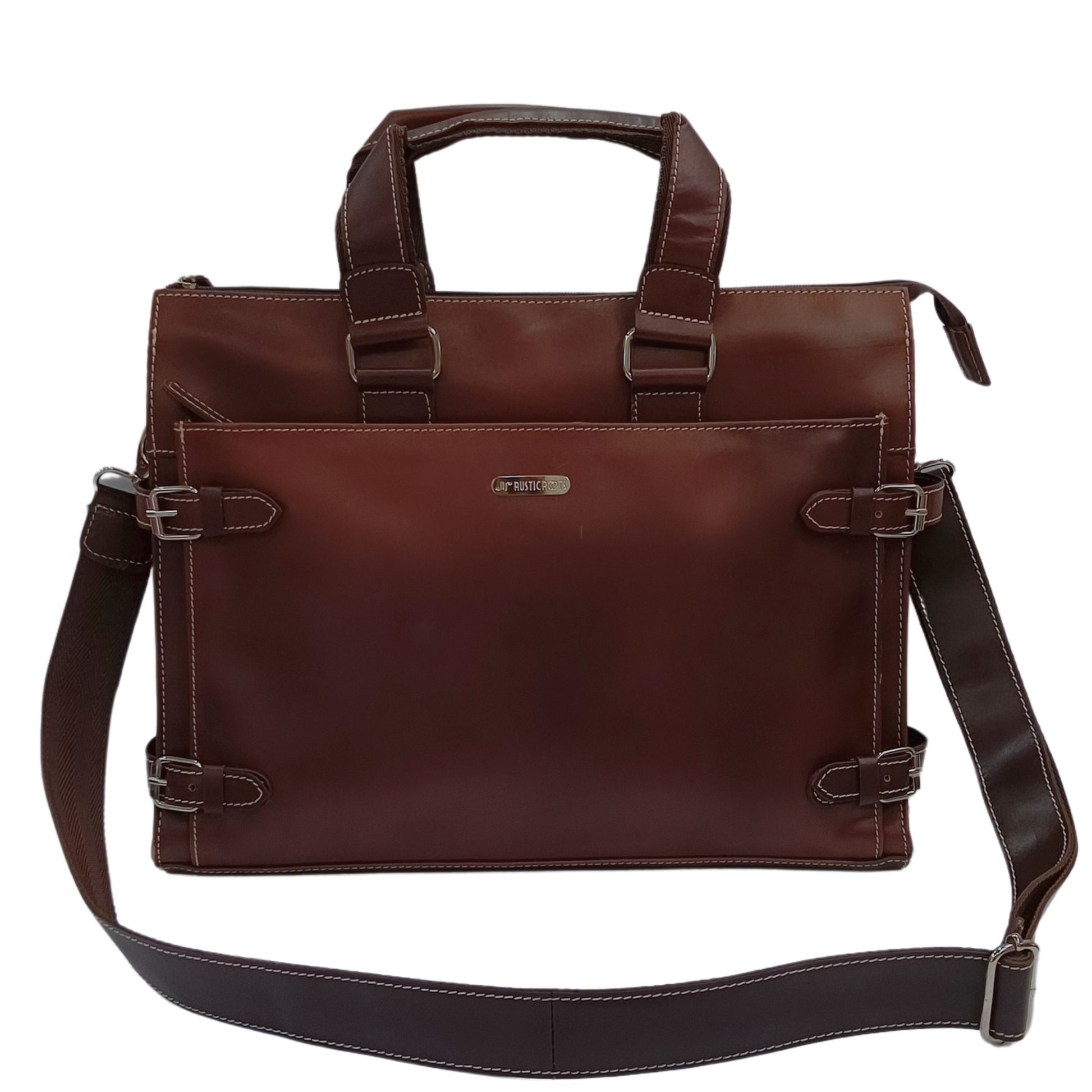Stylish Leather Laptop Bag for Men – Dark Brown