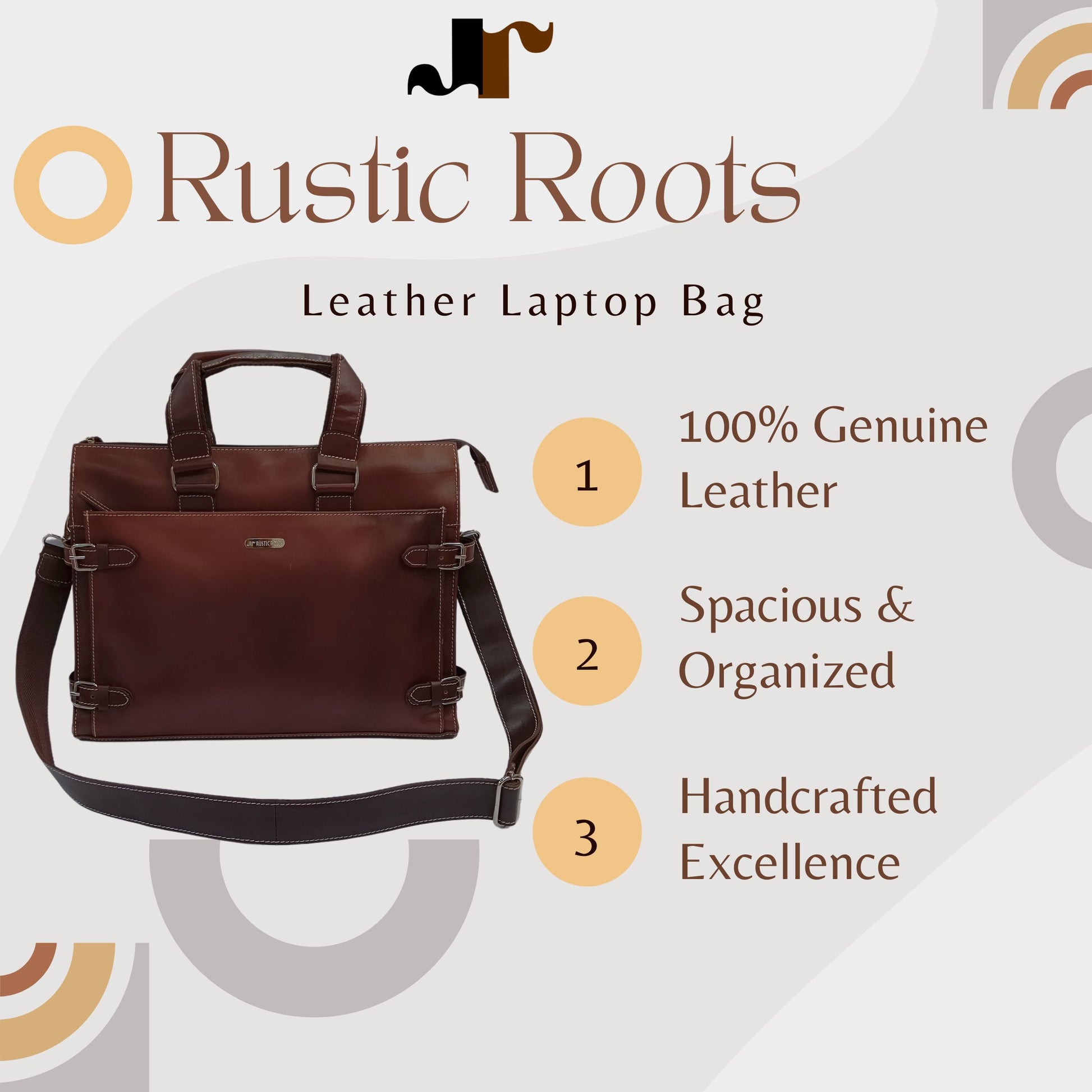 Stylish Leather Laptop Bag for Men – Dark Brown