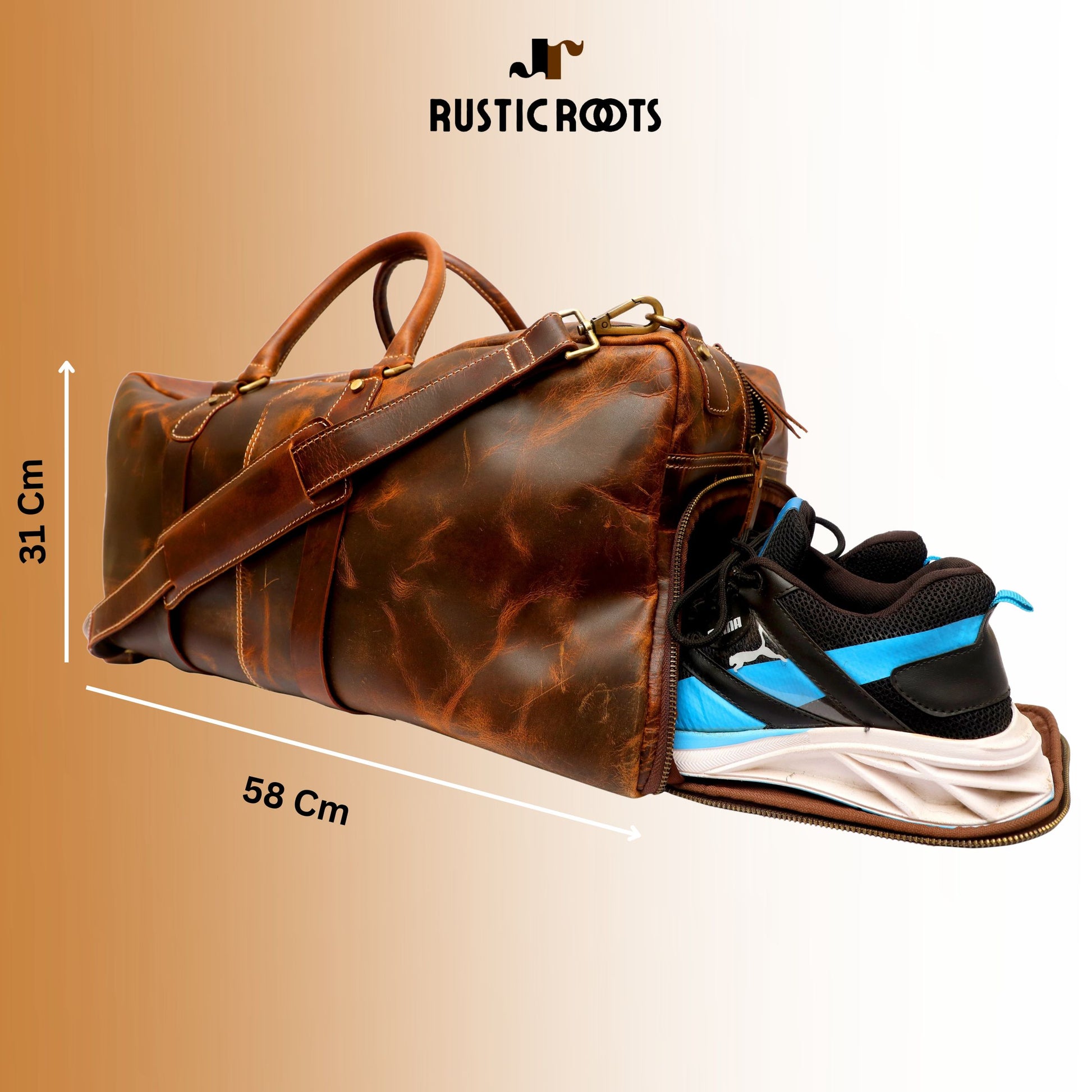 Rustic Roots Genuine Leather Duffel – Men's Travel Bag