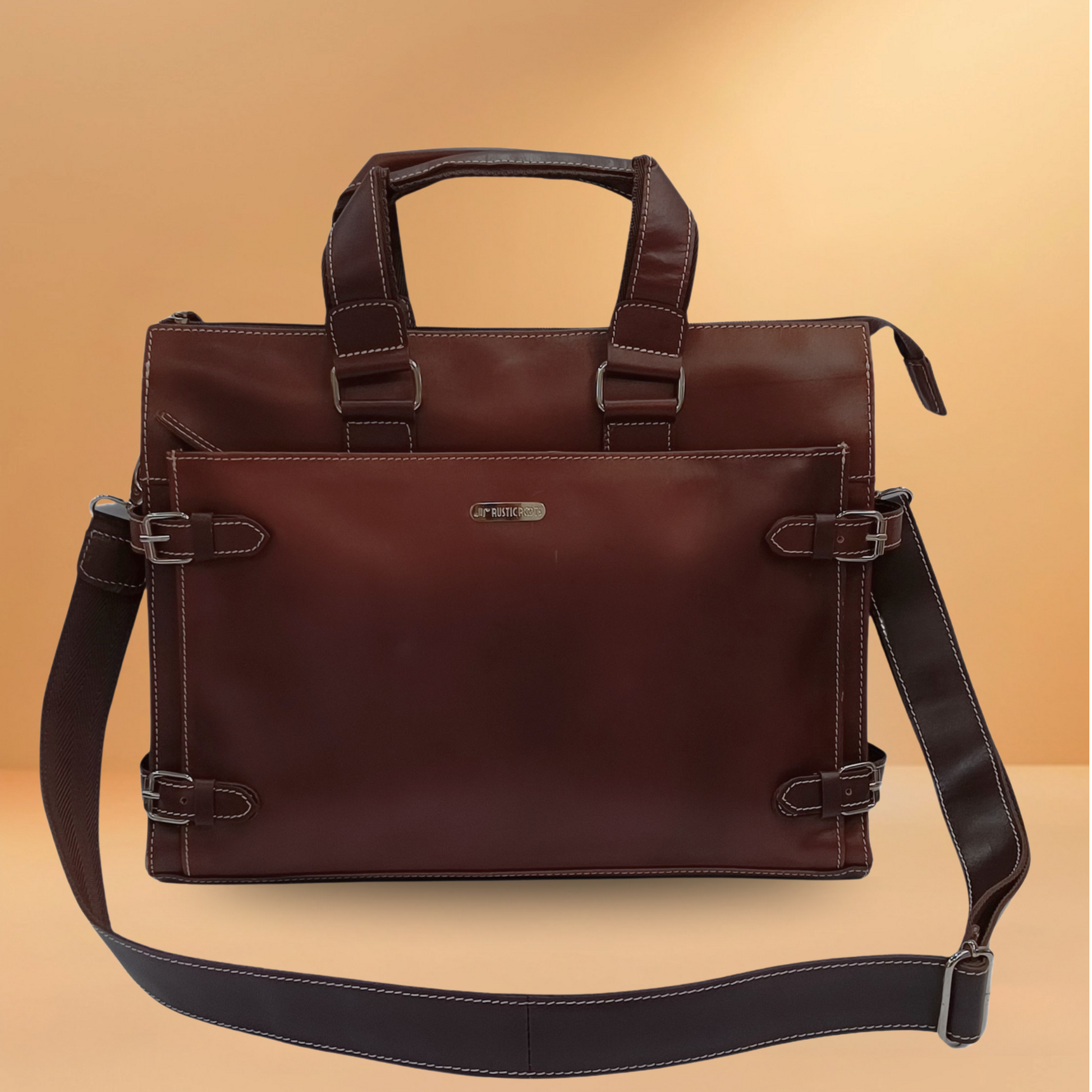 Stylish Leather Laptop Bag for Men – Dark Brown