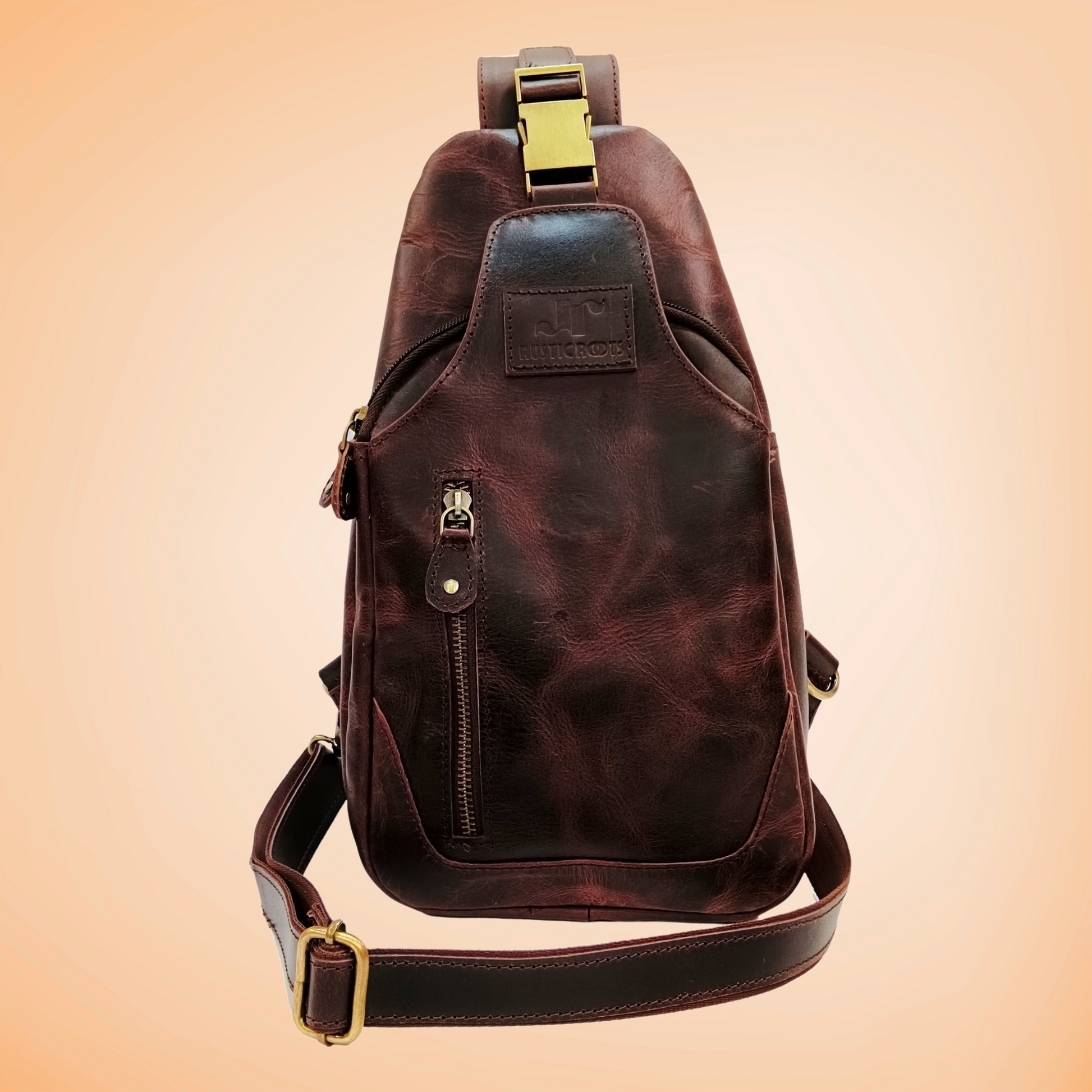 Rustic Roots Leather Crossbody Sling Bag for Men