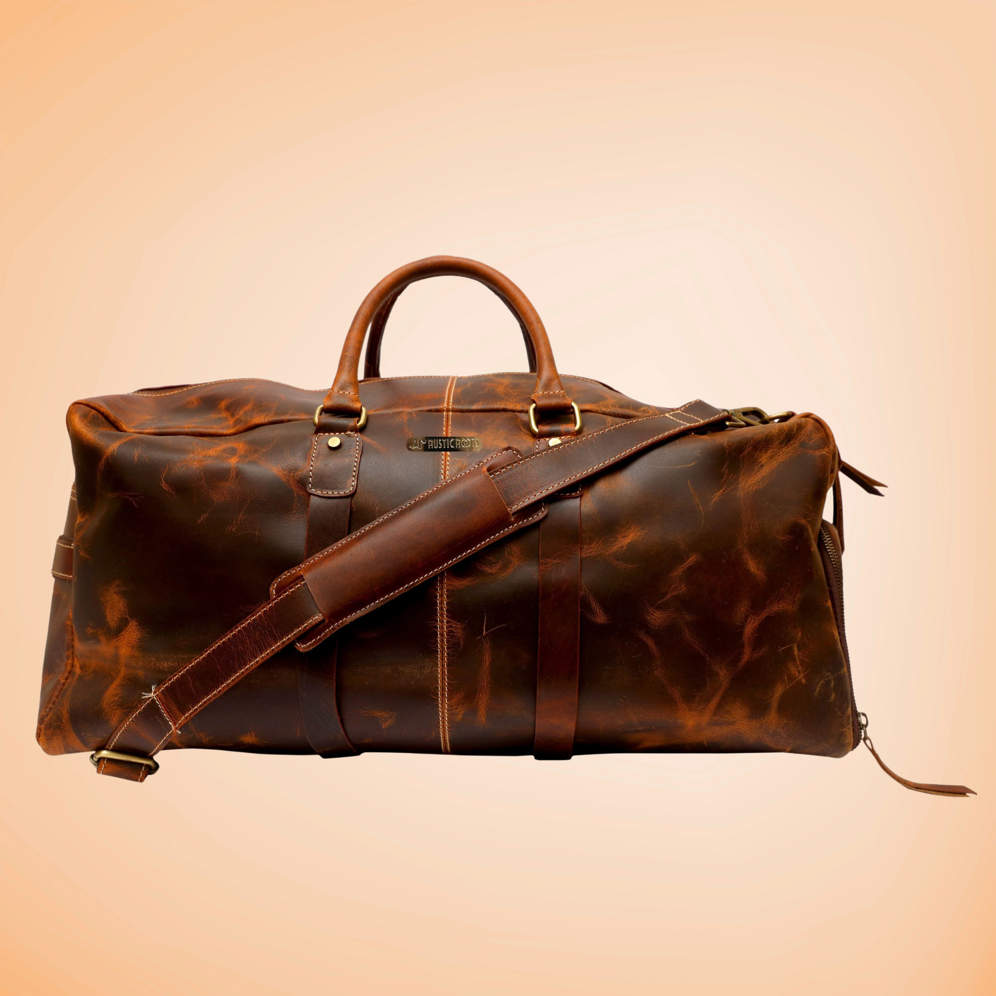 Rustic Roots Genuine Leather Duffel – Men's Travel Bag