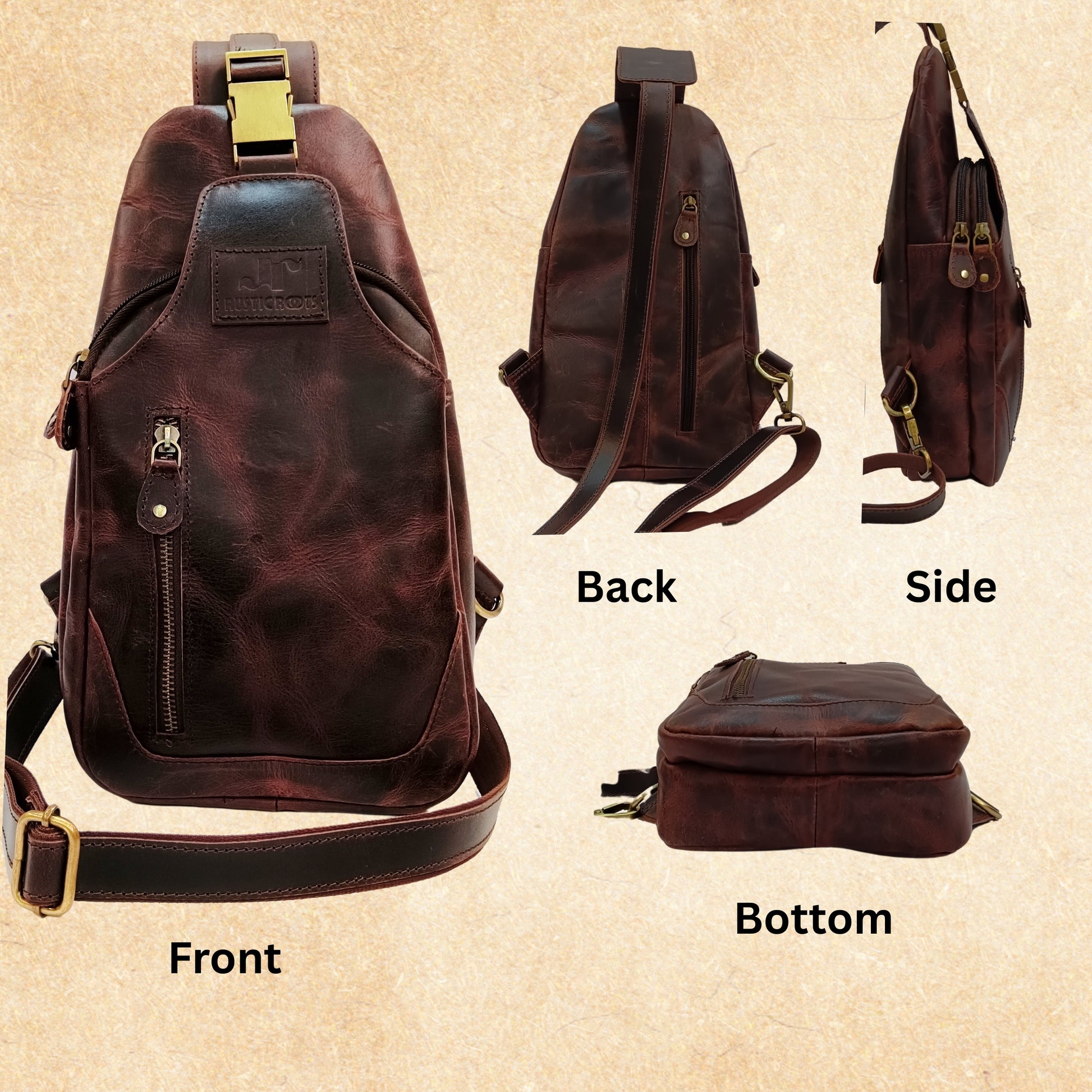Rustic Roots Leather Crossbody Sling Bag for Men
