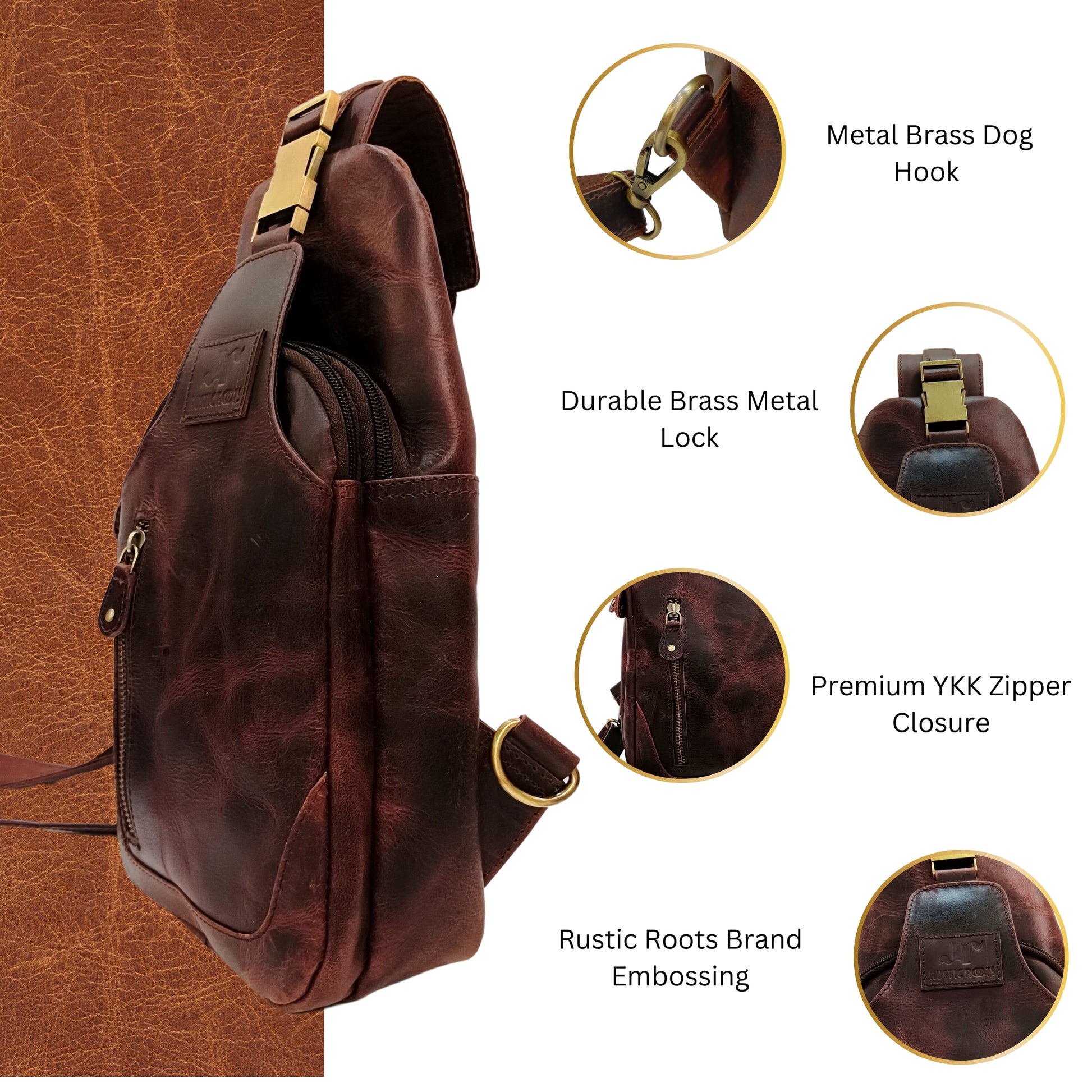 Rustic Roots Leather Crossbody Sling Bag for Men